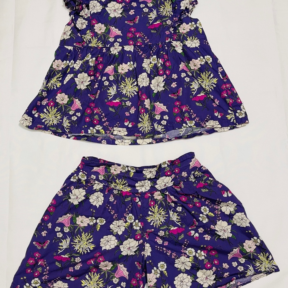 Tea Collection Floral Skater Skirt - Purple, Green, and White